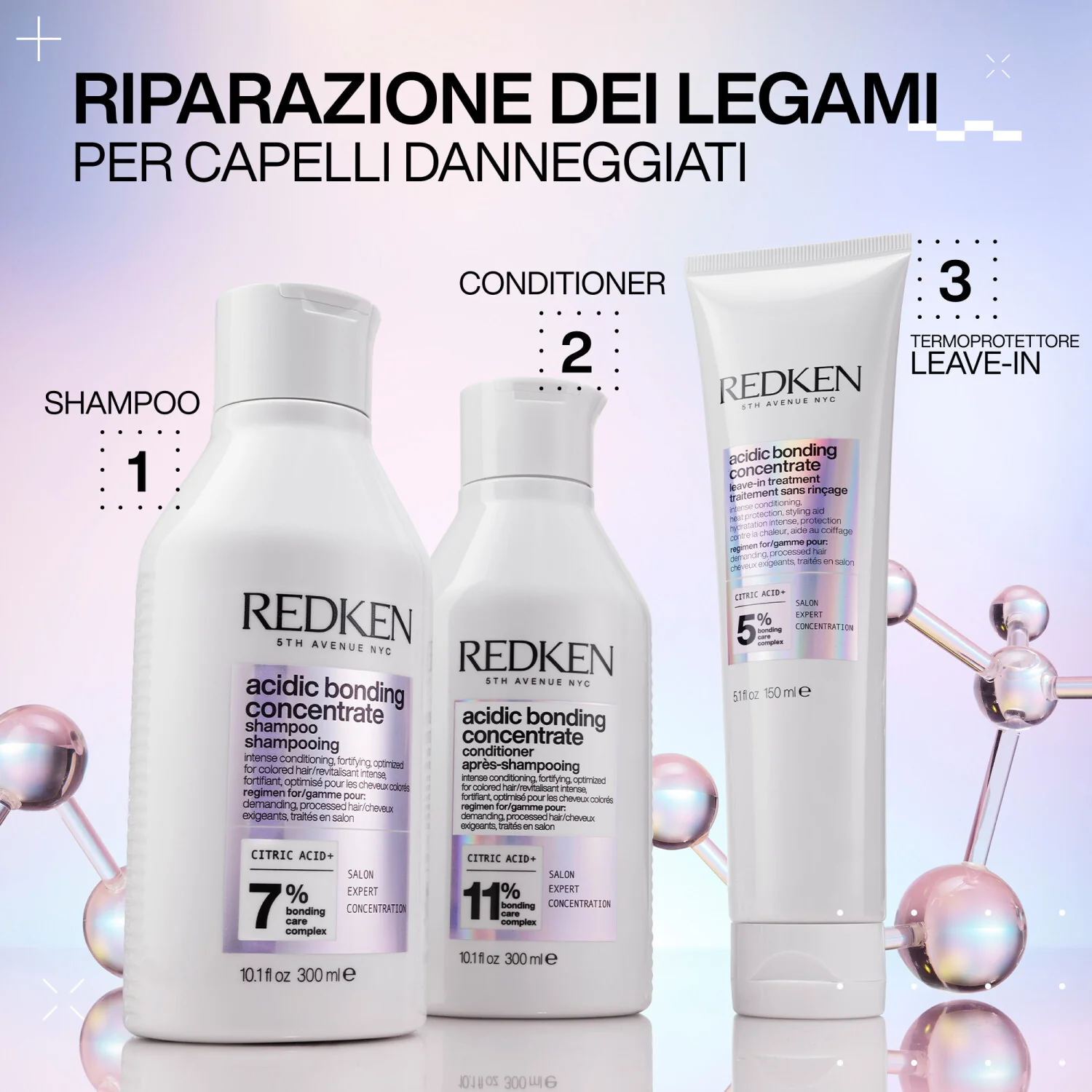 Acidic Bonding Concentrate Cofanetto Natale Shampoo, Conditioner & Leave-in - Cofanetti per Capelli, Shampoo Riparatore, Balsamo Riparatore Capelli, Crema Capelli