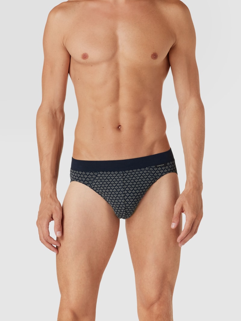 Slip mit Allover-Muster Modell 'Fine' in dunkelblau