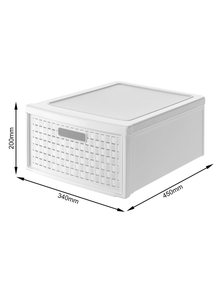 Rotho Country Schubladenbox mit 19.2l Schub in Rattan-Optik, Kunststoff (PP) in Weiß günstig kaufen onesize