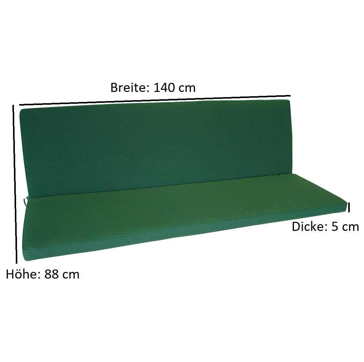 DEGAMO Bankauflage DENVER, (1 St), 3-sitzer 140x88cm, dunkelgrün