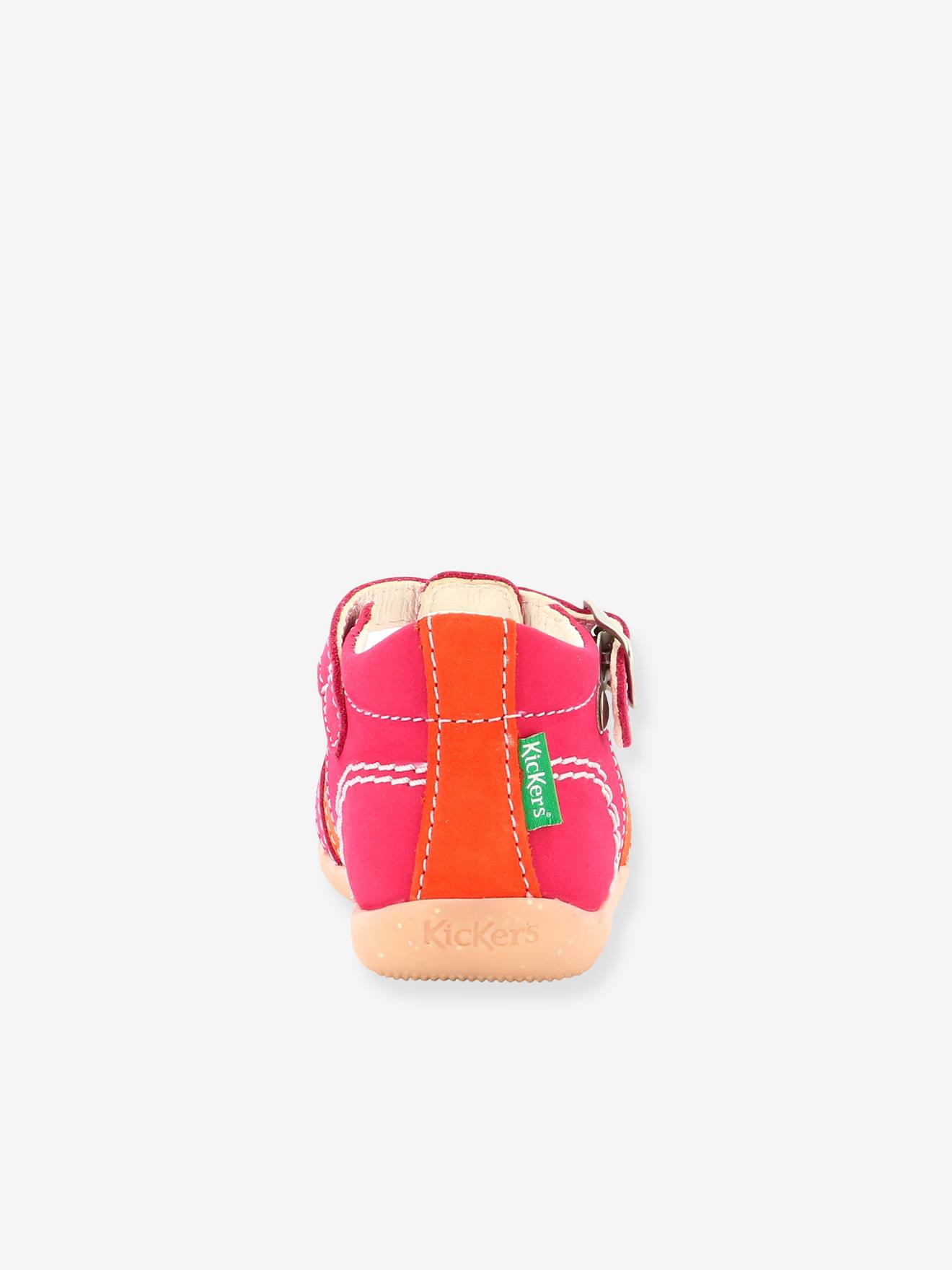 Sandales cuir bébé fille Bigfly 2 KICKERS® rose orange tricolore