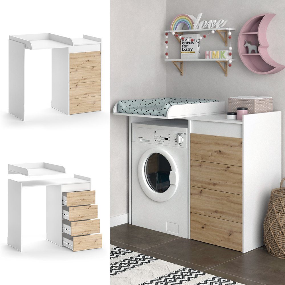 Vicco Wickelkommode Wickeltisch Waschschrank Alf Weiß Artisan Eiche