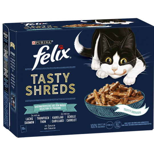Felix Tasty Shreds Geschmacksvielfalt aus dem Wasser 10x80G