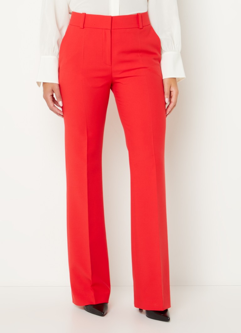 Pantaloni HUGO BOSS Hovani cu talie înaltă, evazați pe picioare și buzunare laterale