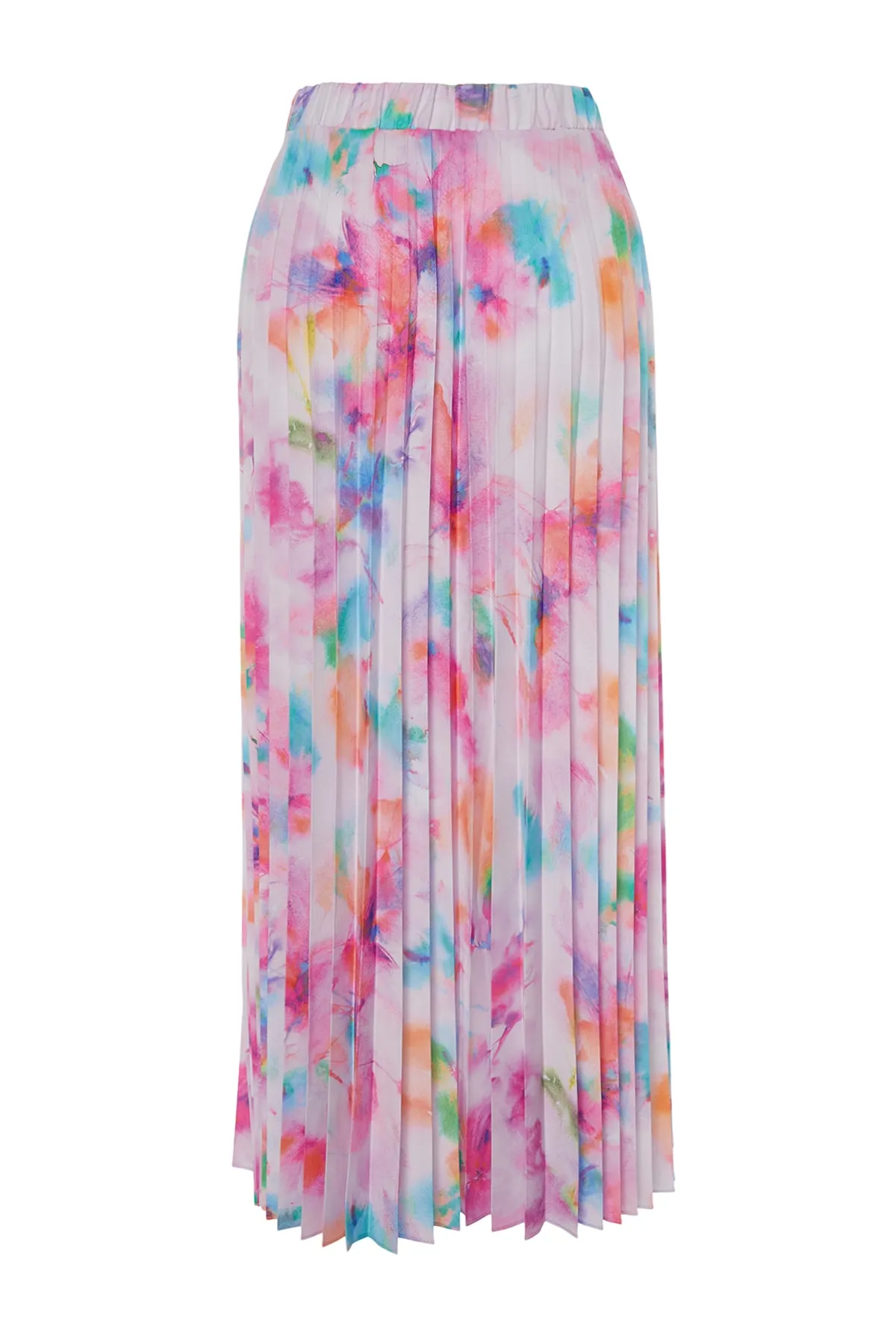 Trendyol Modest  Lilafarbener gewebter Plisseerock mit Blumenmuster und elastischer Taille TCTSS23EE00018