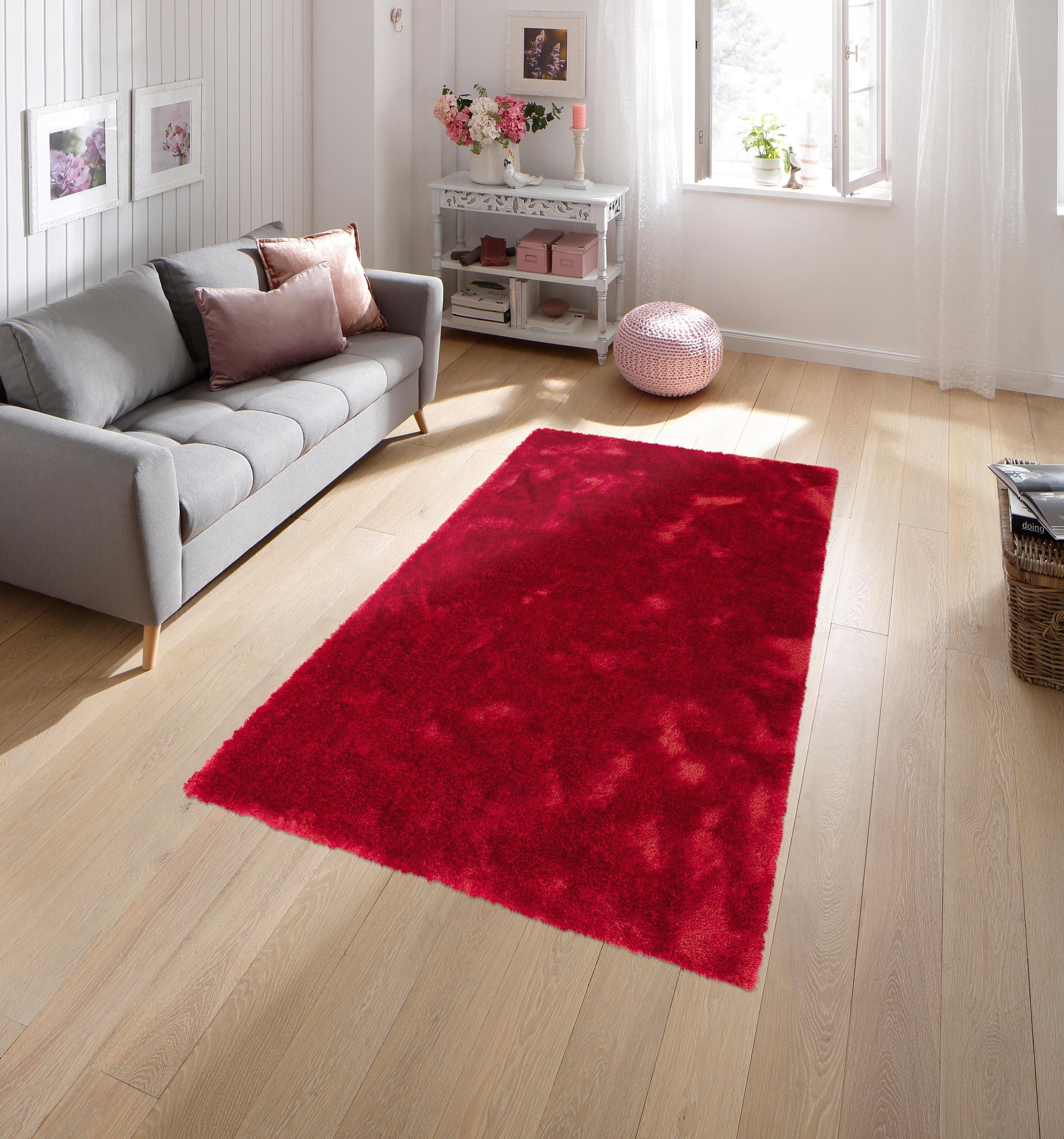 Hochflor-Teppich Mikro Soft Super, my home, rechteckig, Höhe: 50 mm, besonders weich durch Mikrofaser, extra flauschig, einfarbig, weich