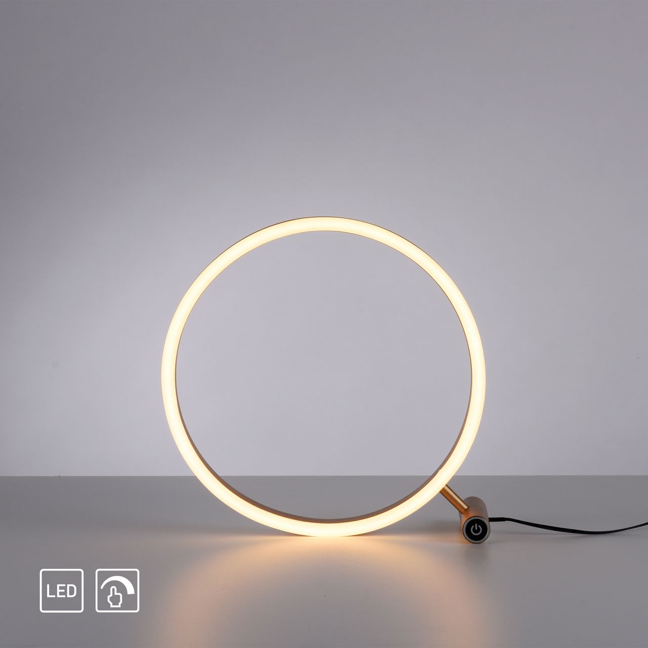 JUST LIGHT LeuchtenDirekt LED Tischleuchte RITUS, 3000 Kelvin, rund, dimmbar über Touchdimmer, Innenleuchte, IP20