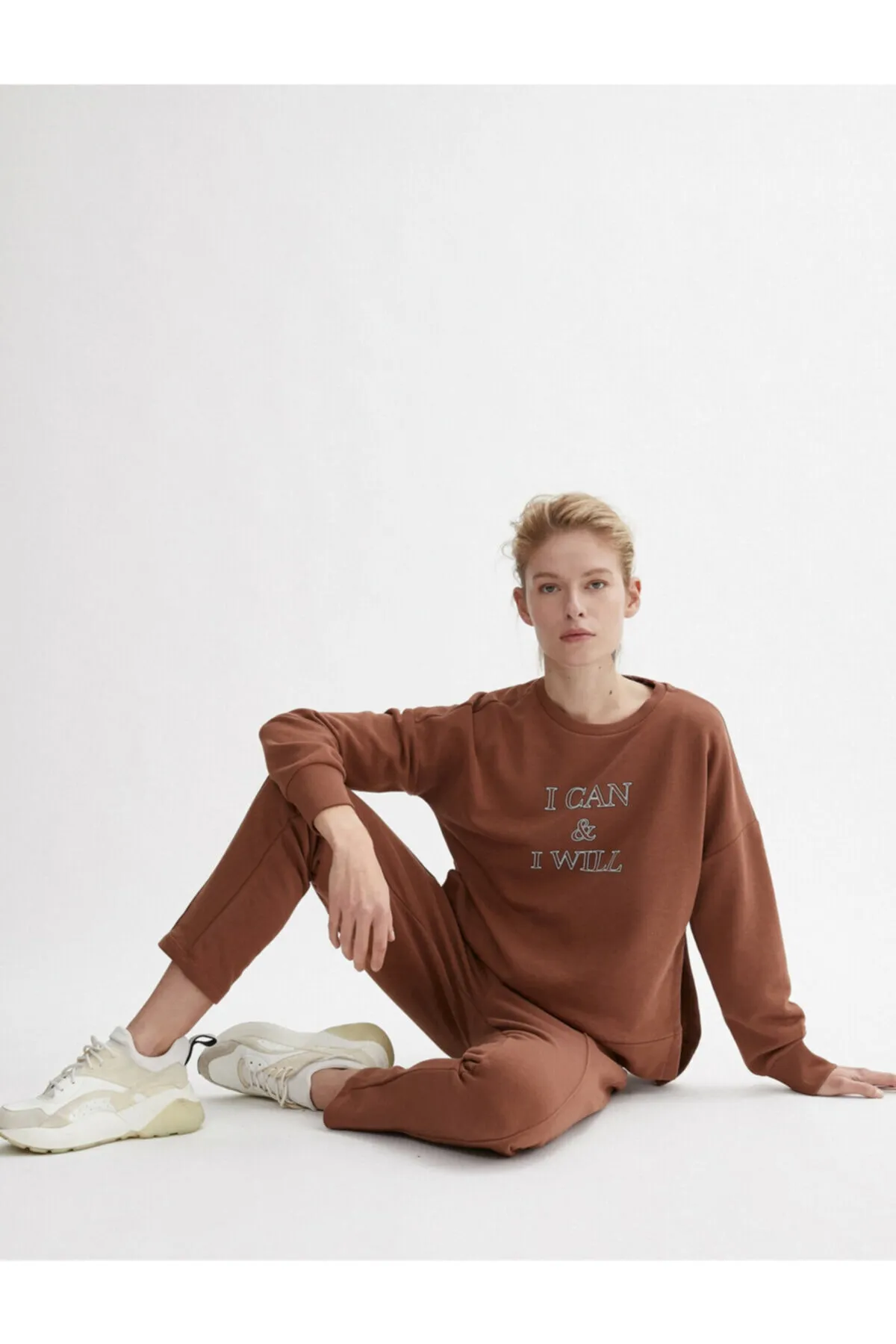Koton  Damen-Jogginghose aus brauner Baumwolle