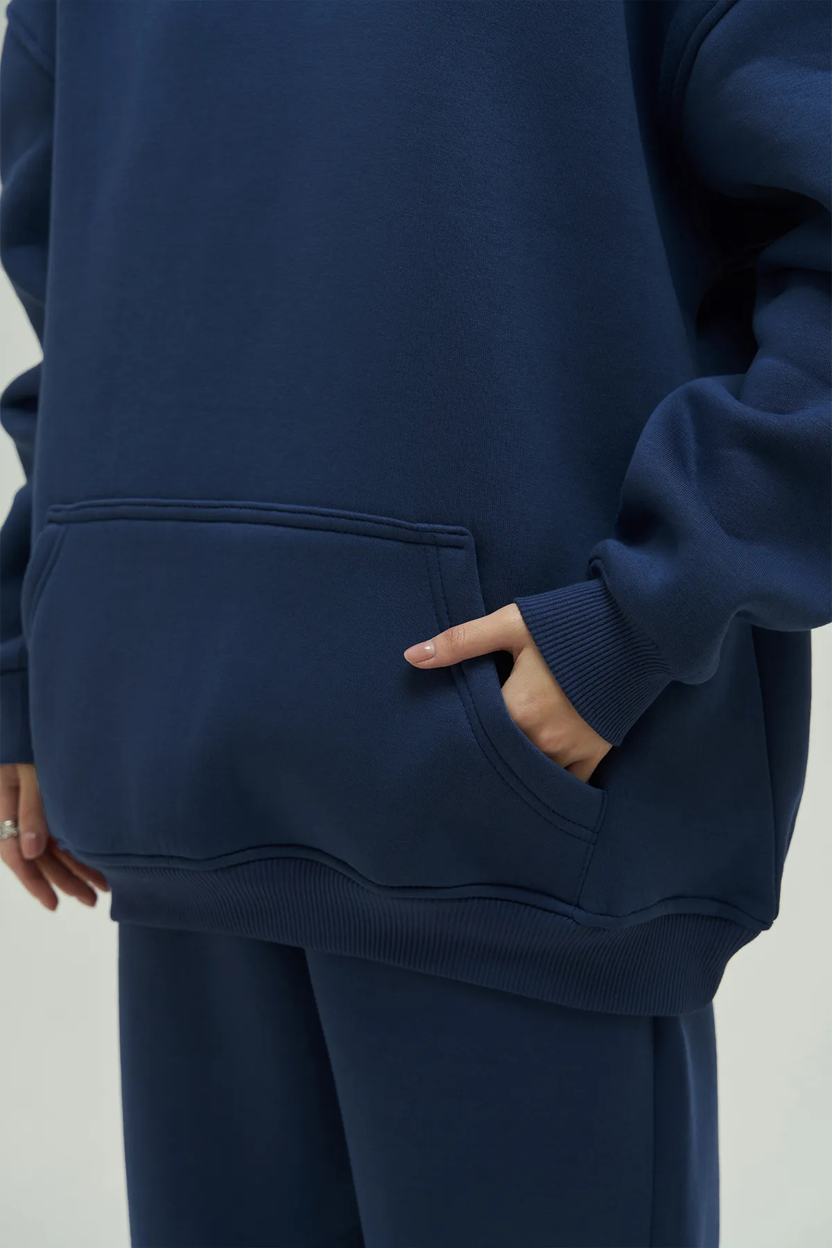 MAİ COLLECTİON  Gambol Marineblaues Oversize-Trainingsanzug-Set