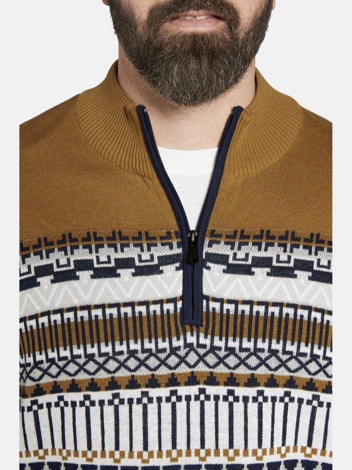 Charles Colby Pullover EARL SENAN in dunkelblau gemustert günstig kaufen