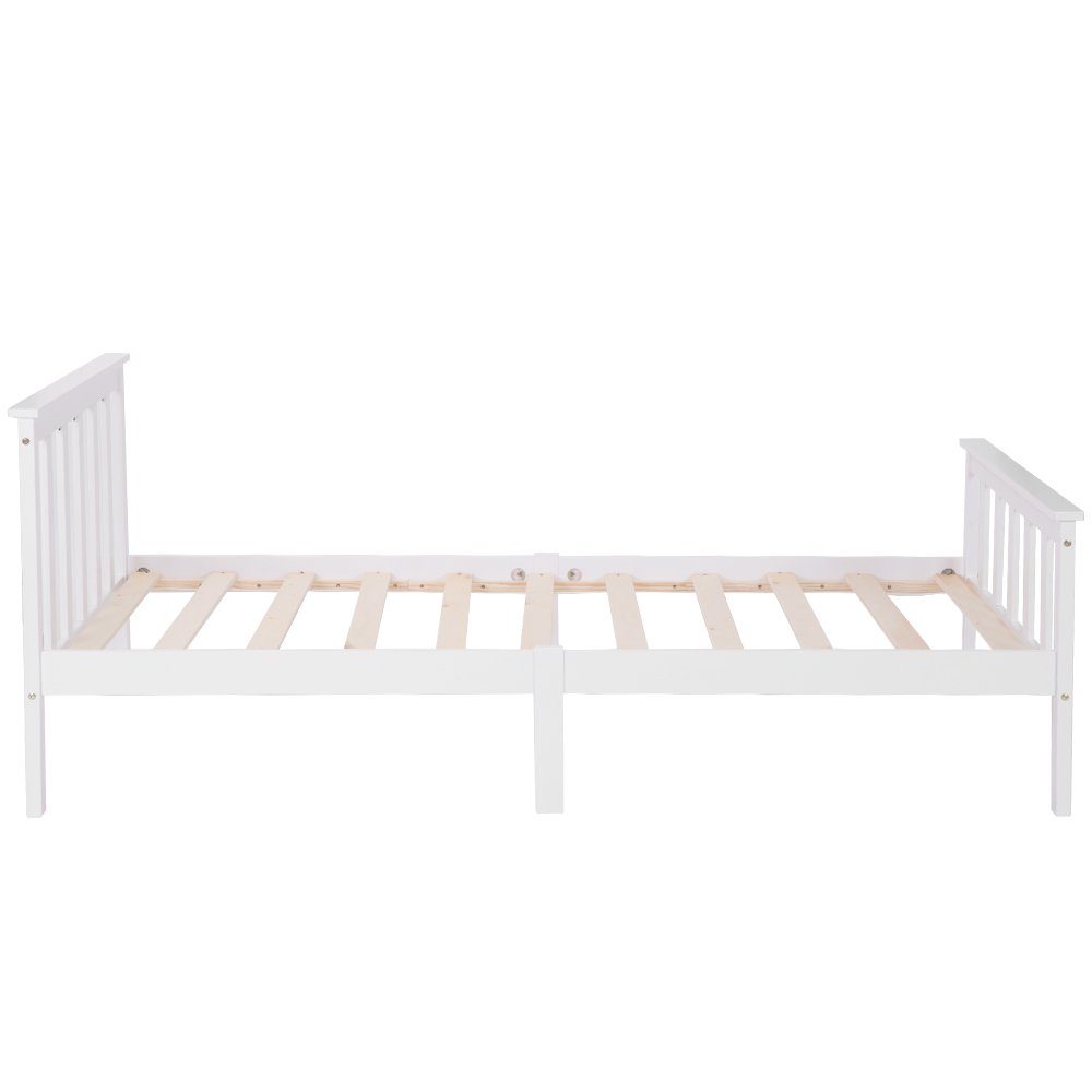 Housmile Massivholzbett Holzbett Doppelbett,Weiß Massivholz Bettgestell mit Lattenrost (1-tlg), für Erwachsene, Kinder, Jugendliche,Bett Rahmen Kiefer 90*200CM