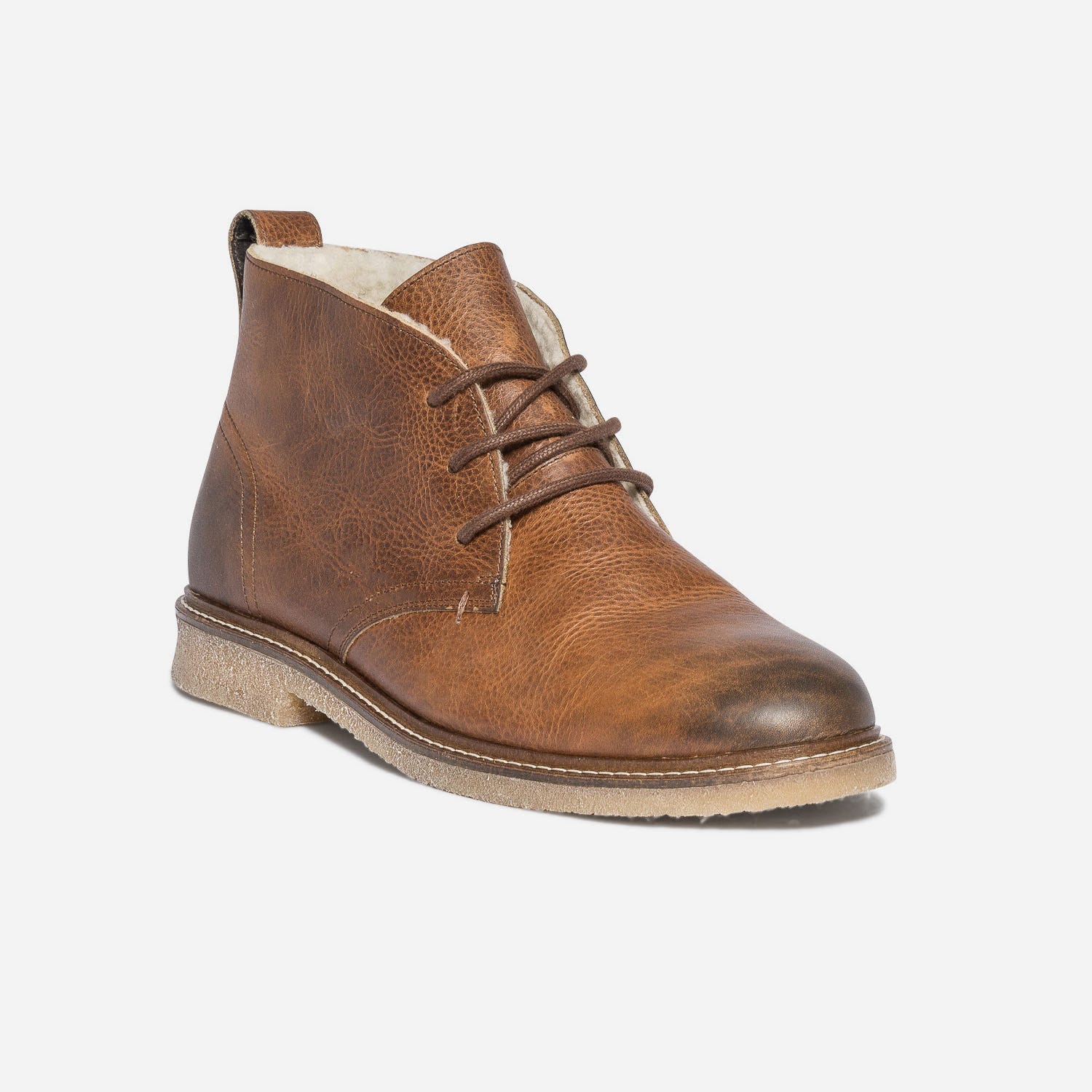 Desert boots fourré camel en cuir