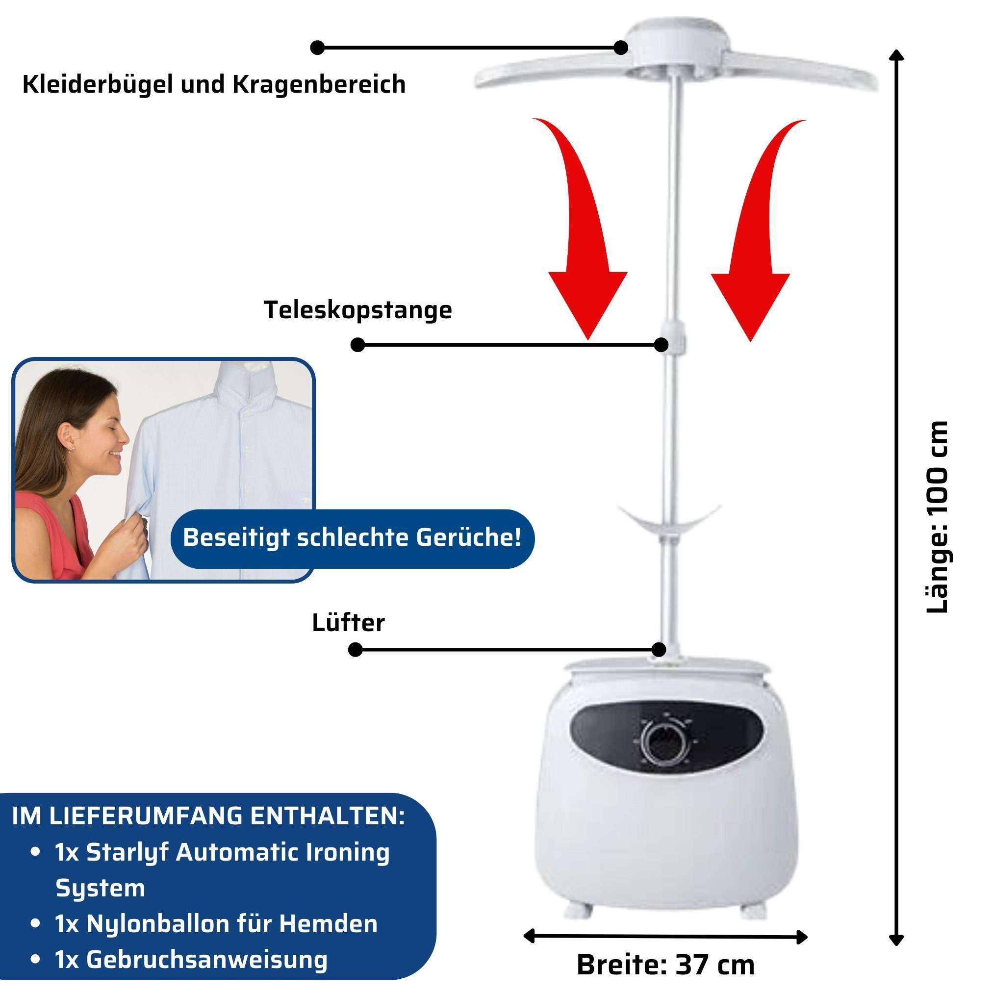 Starlyf Bügelsystem Automatic Ironing System, 1200,00 W, Automatisches Bügelsystem – Bügelroboter, trocknen und bügeln