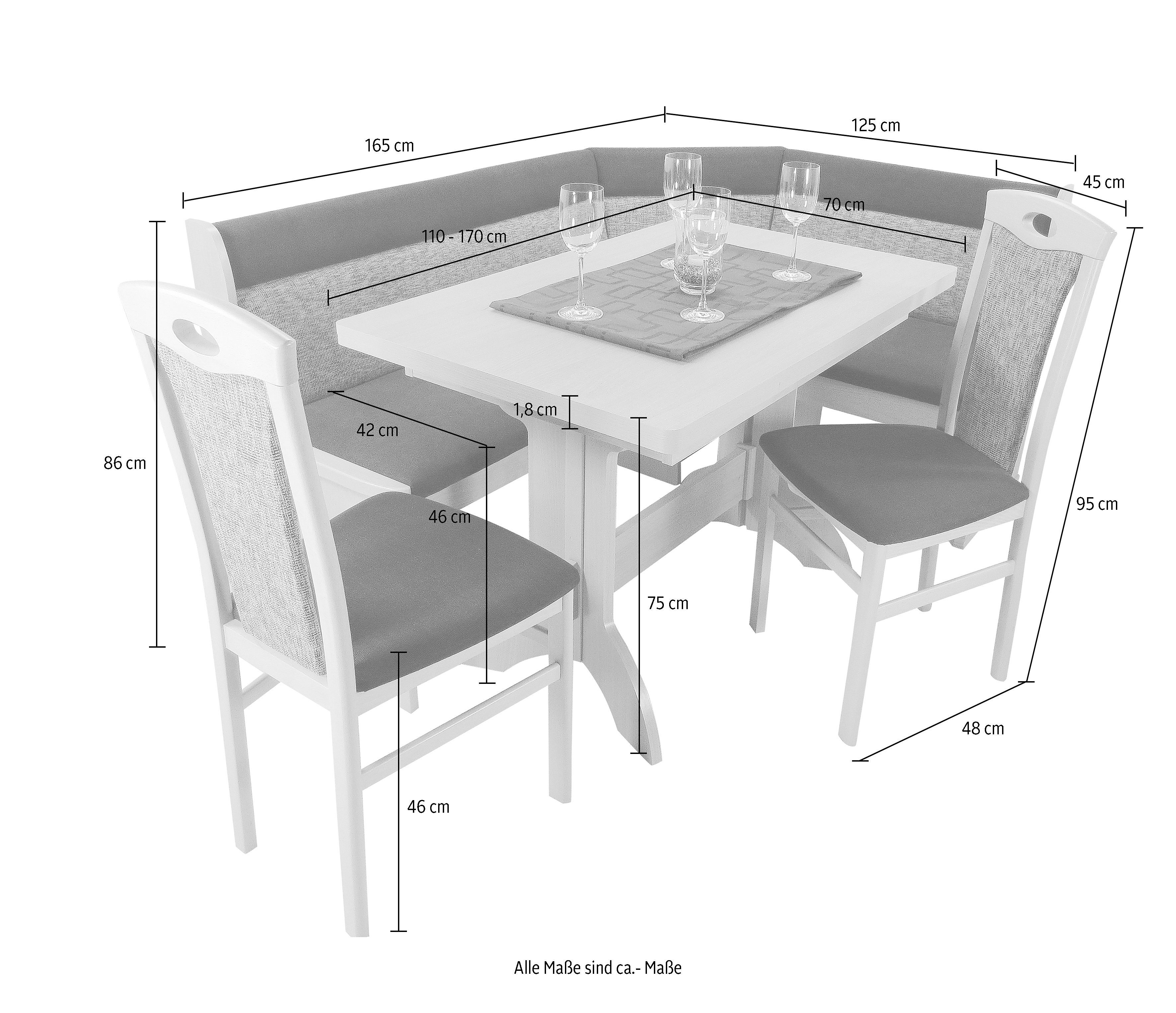 Home affaire Eckbankgruppe Madrid, (Set, 4-tlg), Schenkel wechselbar