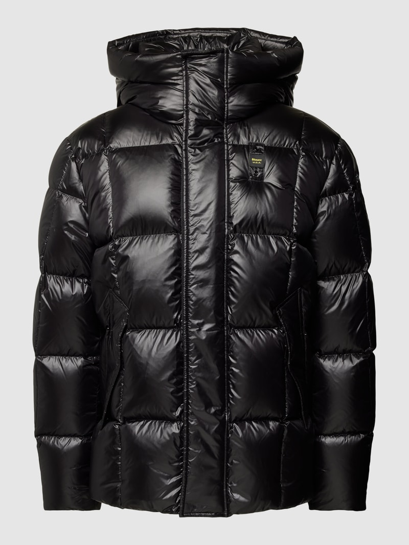 Daunenjacke in Stepp-Optik mit Label-Detail in schwarz