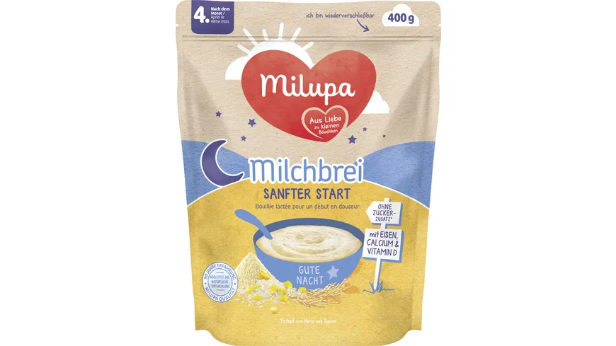 MILUPA Milchbrei Sanfter Start Gute Nacht nach dem 4. Monat 400 g