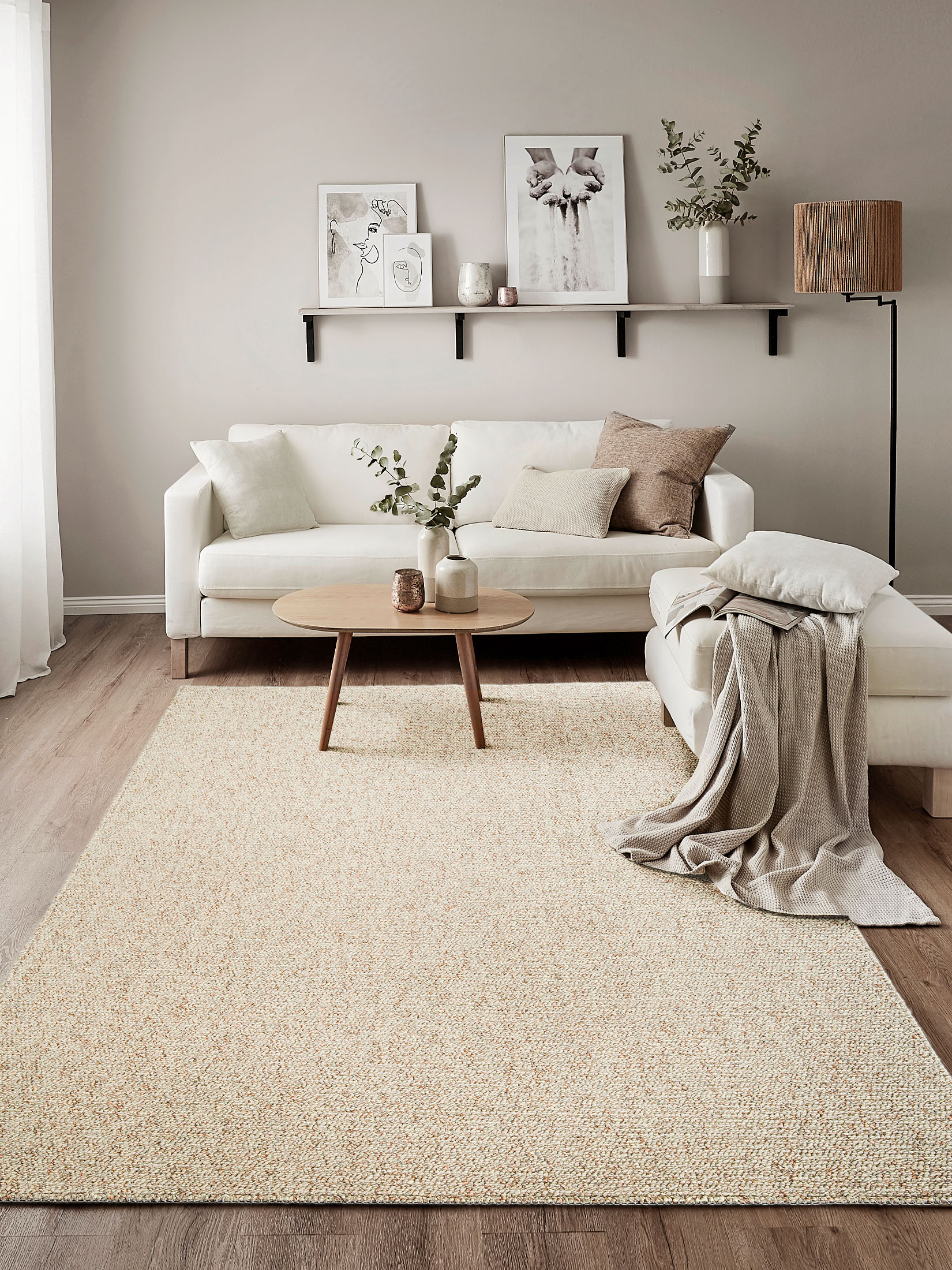 Karleby Moderner Teppich, Creme/Rot meliert