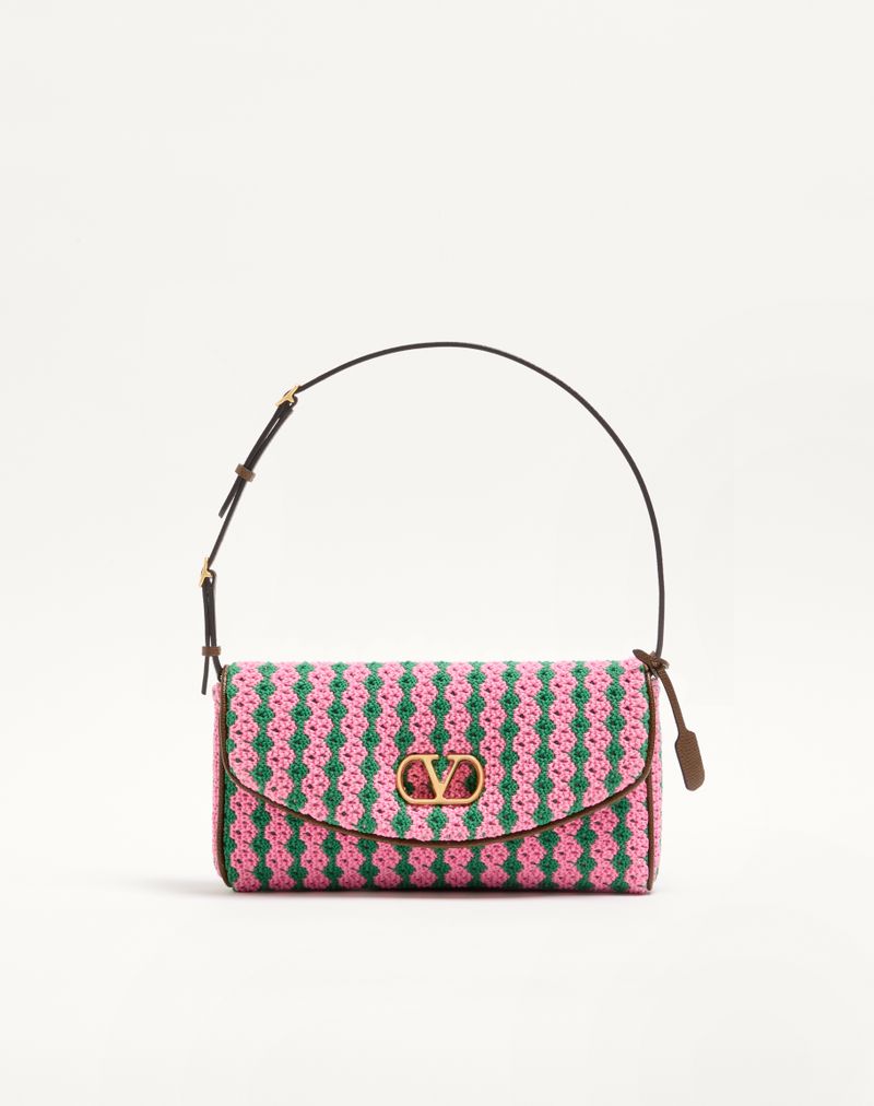 Bolsa de ombro pequena Valentino Garavani Devain em crochê
