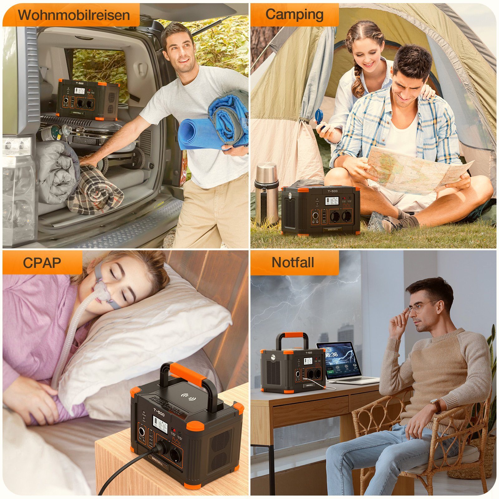 GRECELL Stromerzeuger Tragbarer PowerStation,Mobile Stromgenerator für Outdoor Camping, (1-tlg), 500W/519Wh