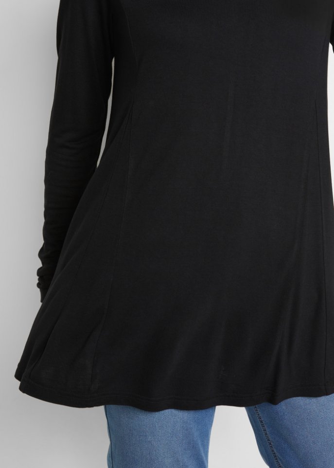 Langarm-Shirt mit ausgestelltem Saum