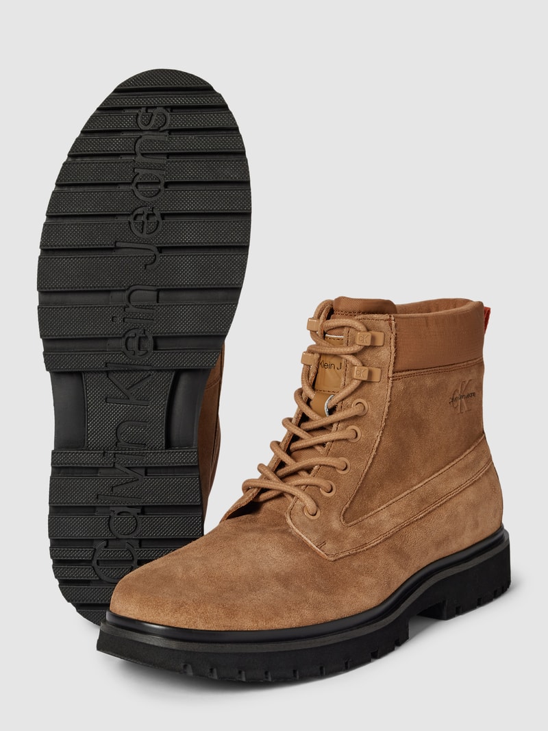 Schnürboots aus Leder-Mix Modell 'EVA' in hellbraun