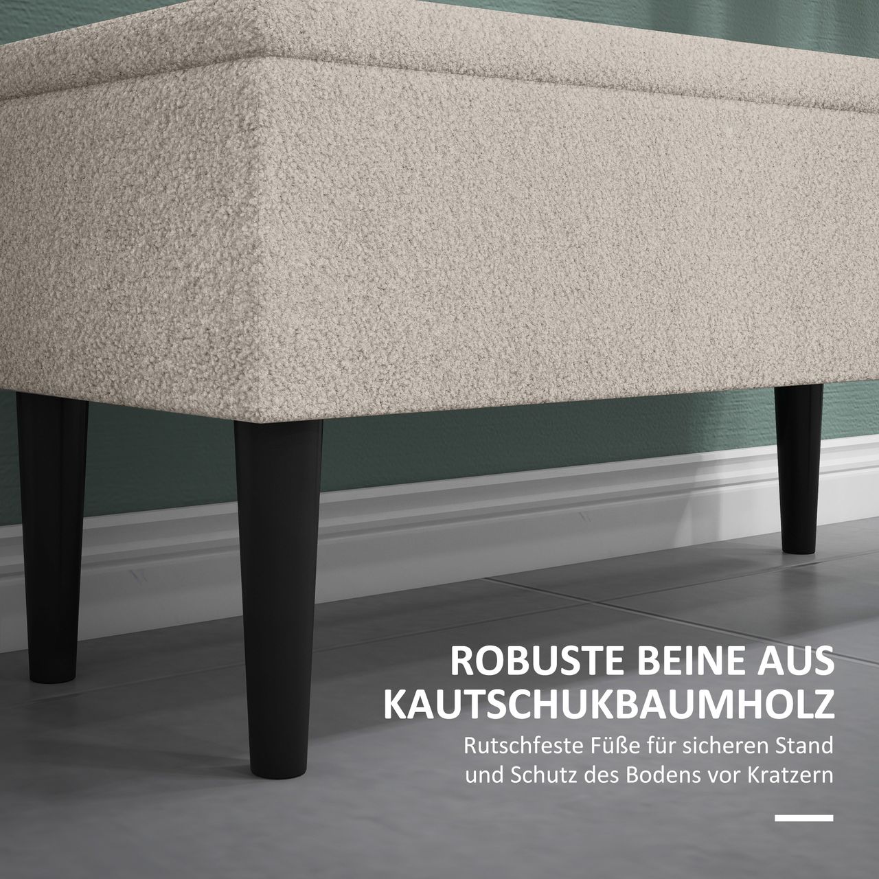 HOMCOM Sitzbank mit Stauraum, Bettbank, Polsterbank mit Klappdeckel, Samt, Creme