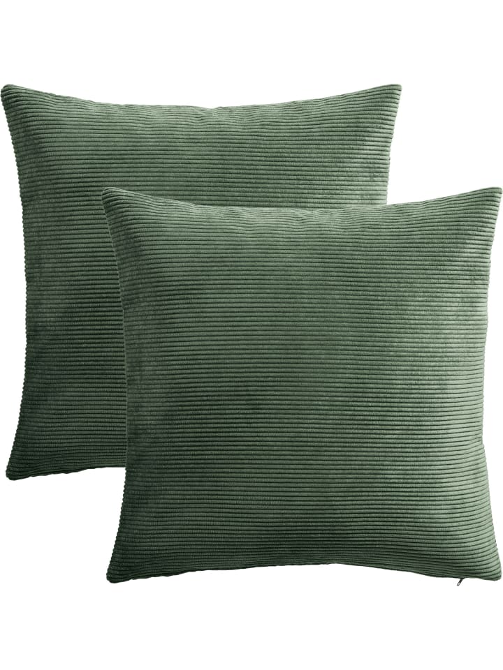 Erwin Müller Cord Kissenhülle 2er-Pack Glasgow in oliv günstig kaufen