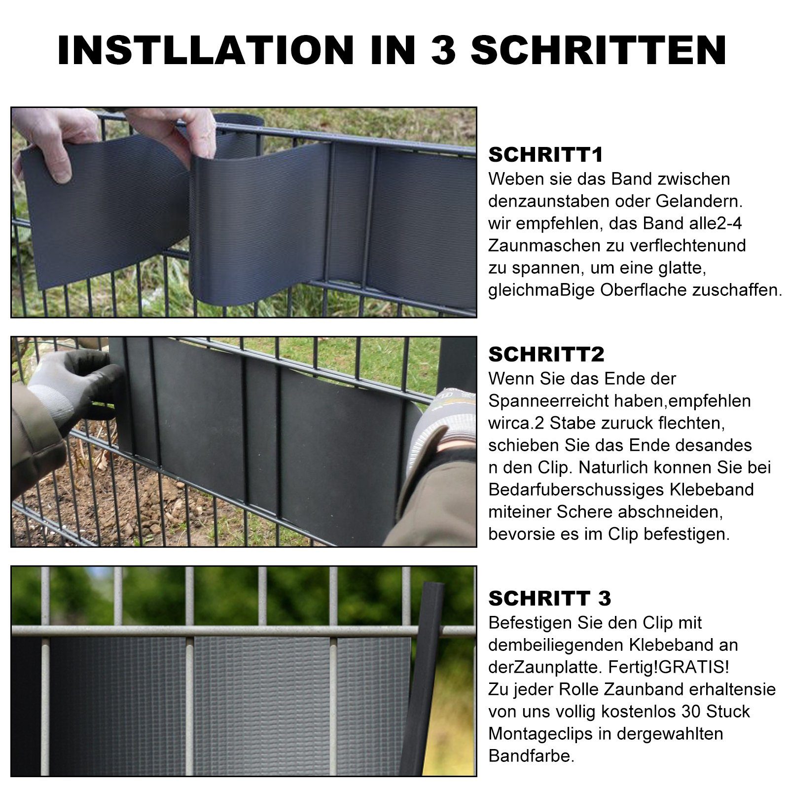 Gimisgu Sichtschutzstreifen 70-560m Sichtschutzstreifen Sonnenschutz Zaun Folie Stabmattenzaun PVC