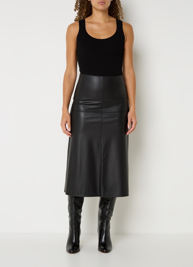 Fustă midi din piele ecologică MaxMara Scilli