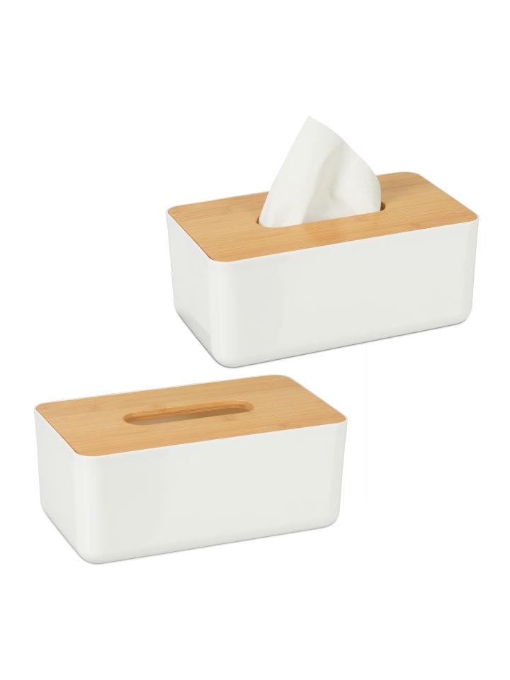 relaxdays 2x Tücherbox in Weiß/ Natur günstig kaufen onesize