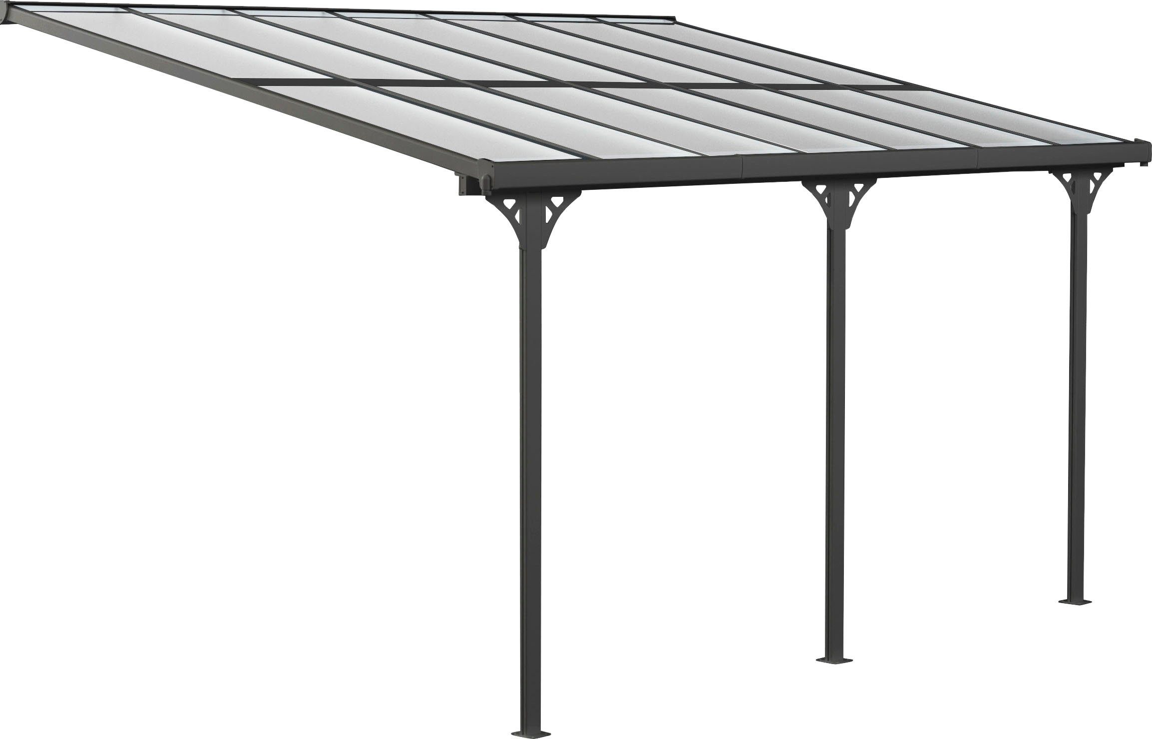 WESTMANN Terrassendach Bruce, BxT: 435x300 cm, Bedachung Doppelstegplatten, Rahmen aus pulverbeschichtetem Aluminium, schwarz