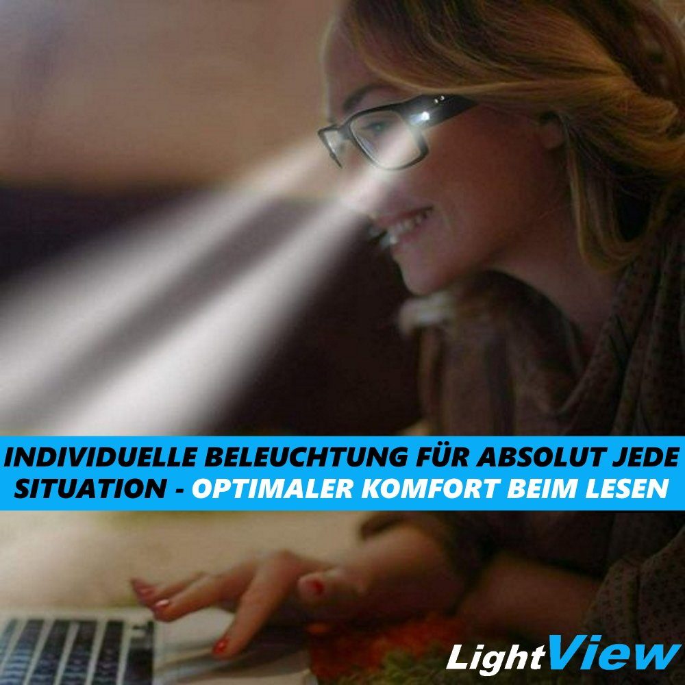 MAVURA Lesebrille LightView LED Lesebrille Lesehilfe Licht Unisex Leselicht, Brille mit Blaulichtfilter Schwarz 1 2 3 Dioptrien