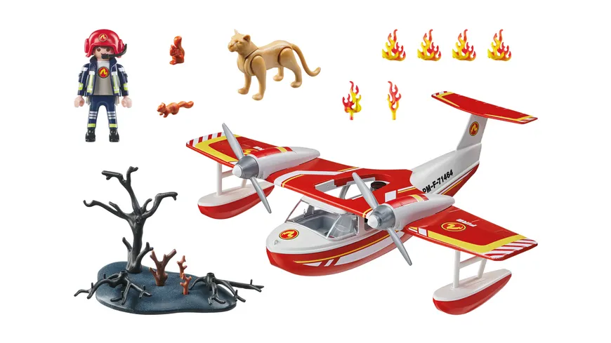 PLAYMOBIL 71463 ACTION HEROES Feuerwehrflugzeug mit Löschfunktion