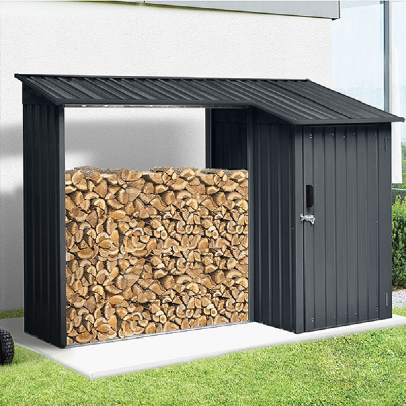 Green Yard Holzlager, Brennholzlager, Garten Kaminholzunterstand mit Schrank 2 in 1