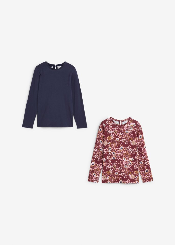 Mädchen Langarmshirt mit Blumendruck (2er Pack)