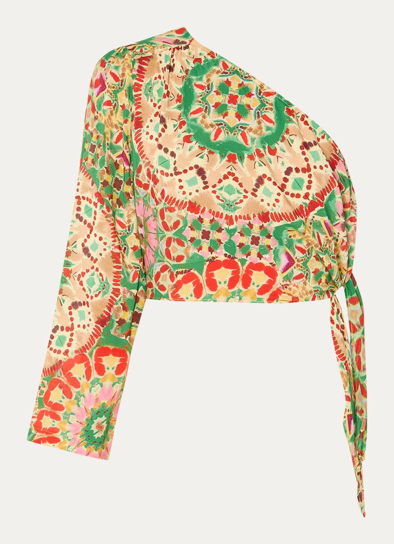 ba&sh Lucia one-shoulder top with print and tie detail