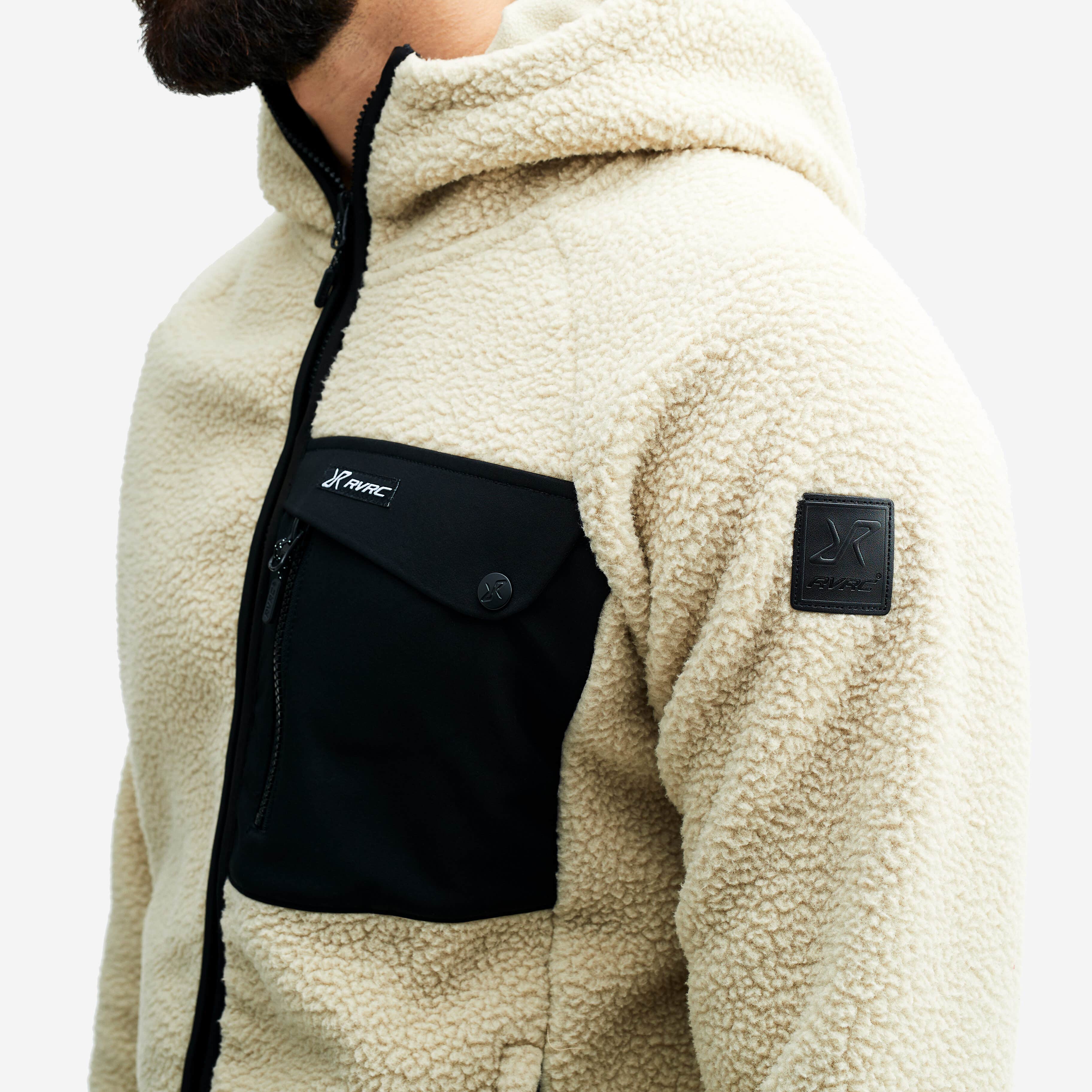 Sherpa Hoodie Homme Beige Khaki