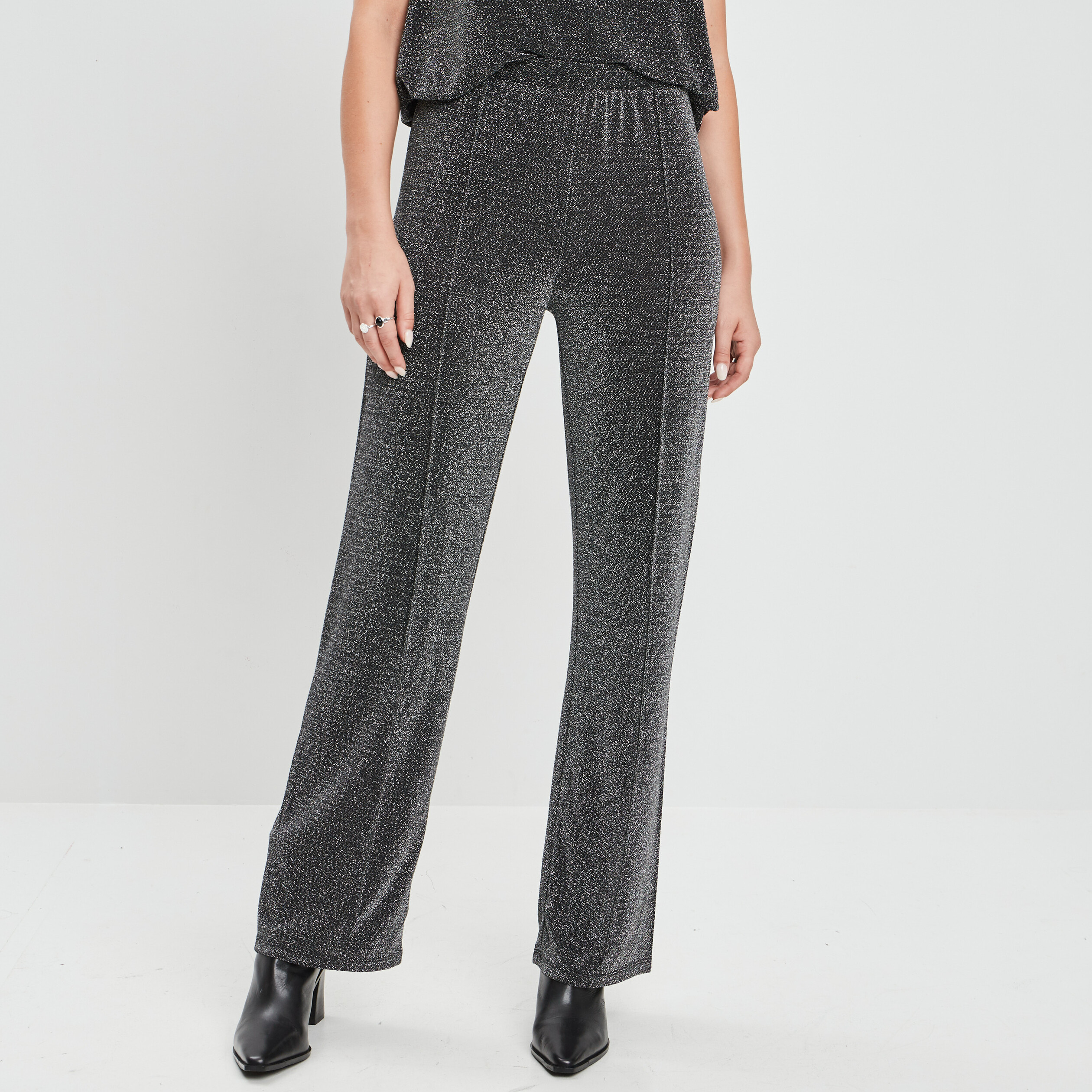 Pantalon de soirée fluide gris argent femme | La Halle