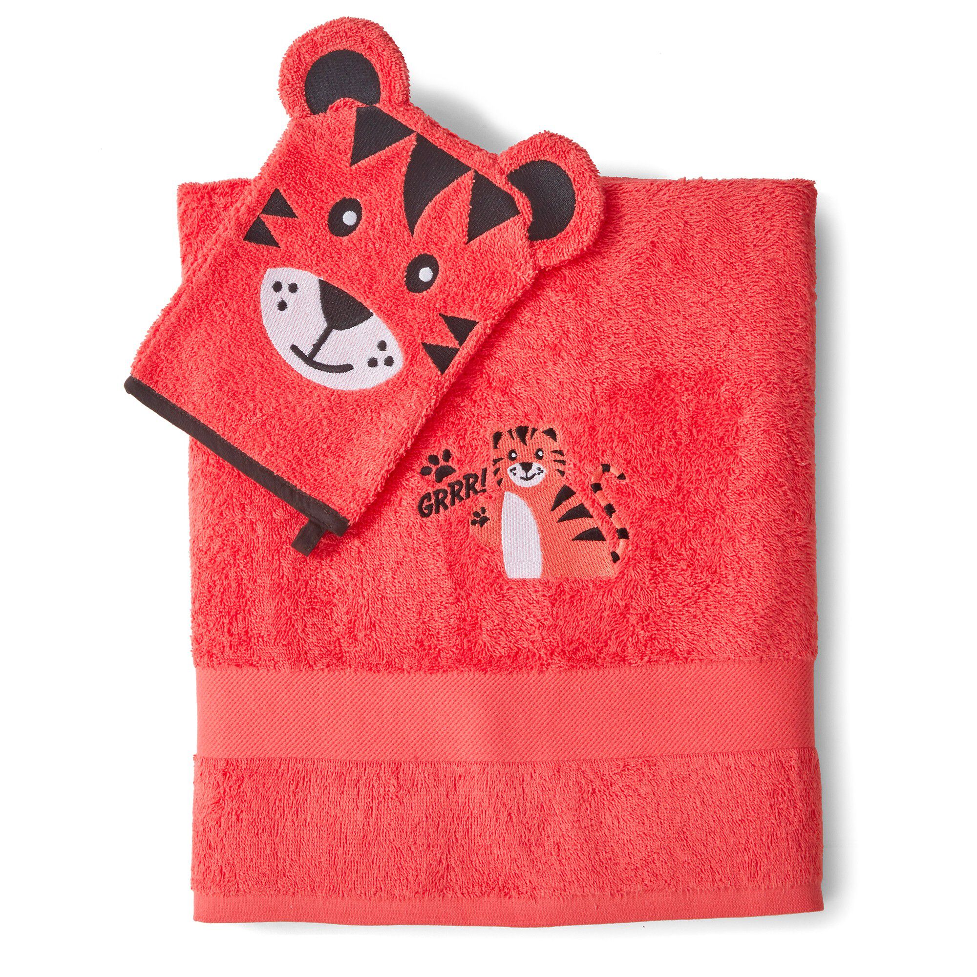 Collection éponge enfant brodée tigre
