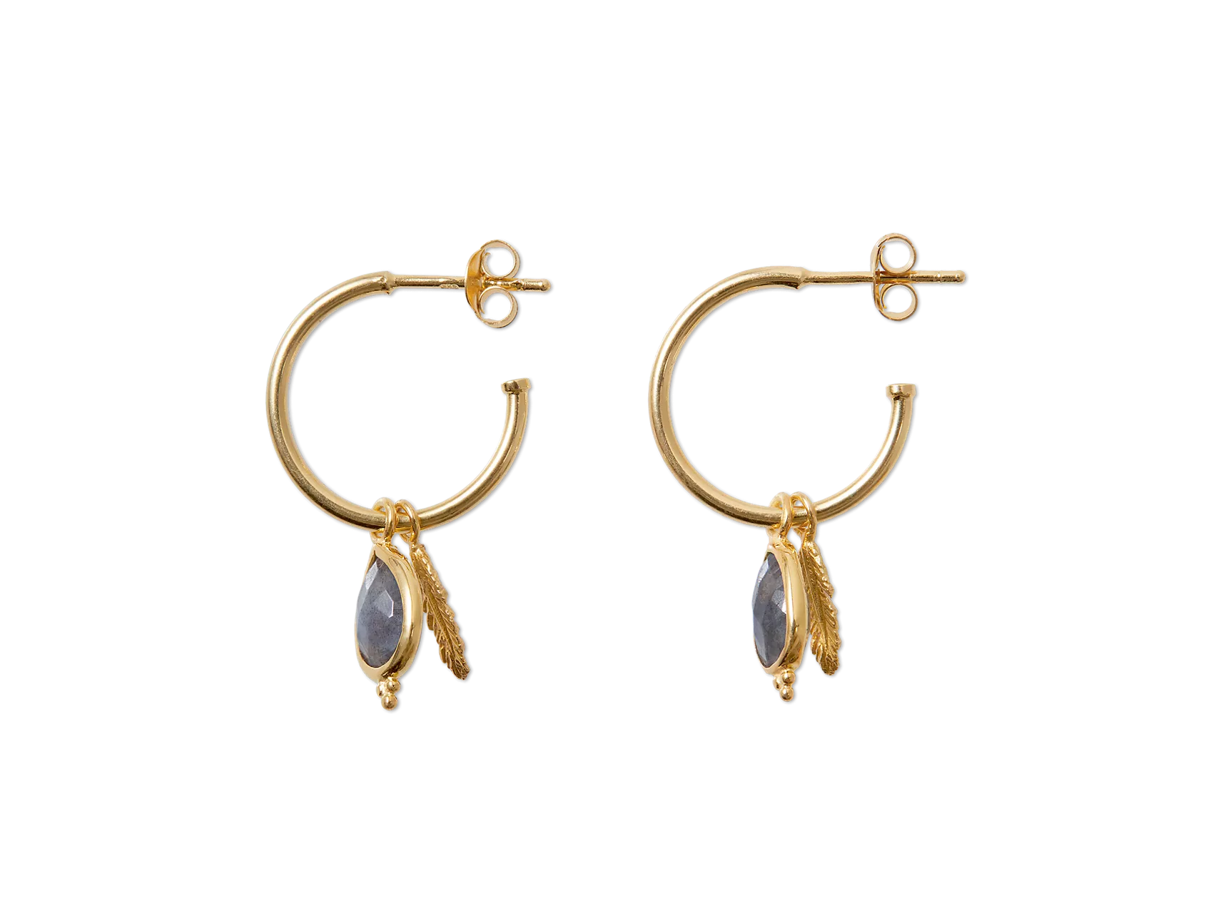 Boucles d'oreilles créoles plaquées or avec pierre précieuse House of Rituals