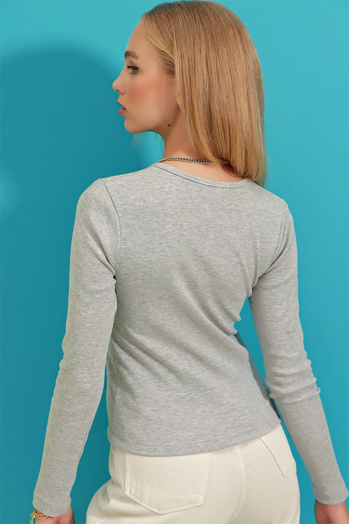 Trend Alaçatı Stili  Grimelange Snap-On Camisole-Bluse für Damen MDS-345-BLZ