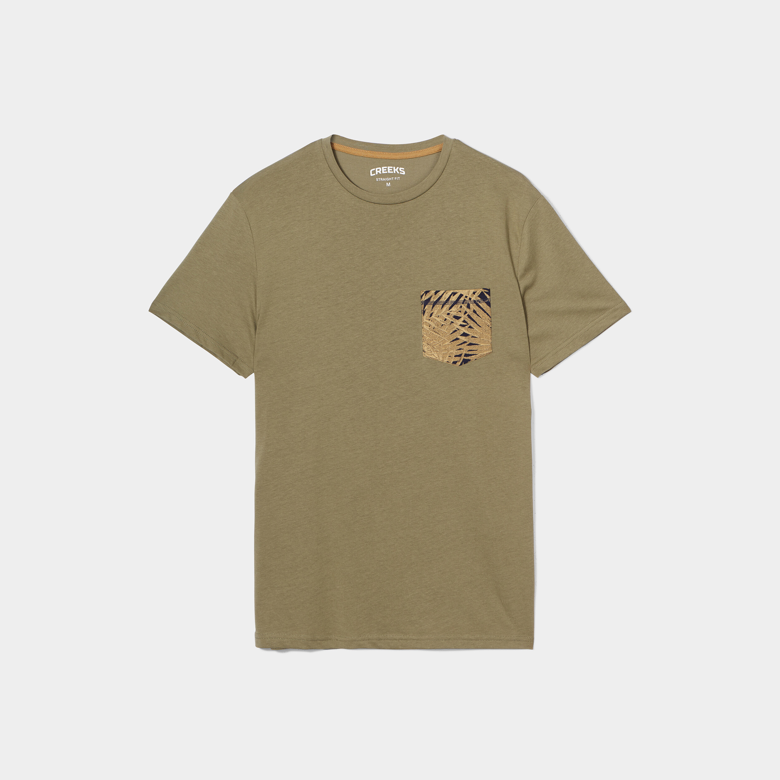 T-shirt manches courtes coton Creeks vert kaki homme | La Halle