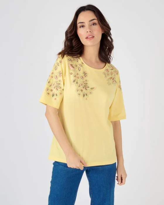 Tee-shirt imprimé placé floral