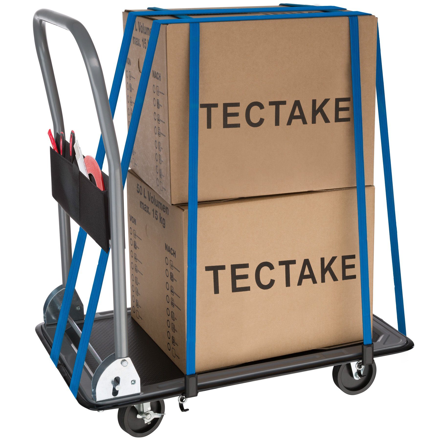 tectake Transportwagen Plattformwagen mit Bremsen
