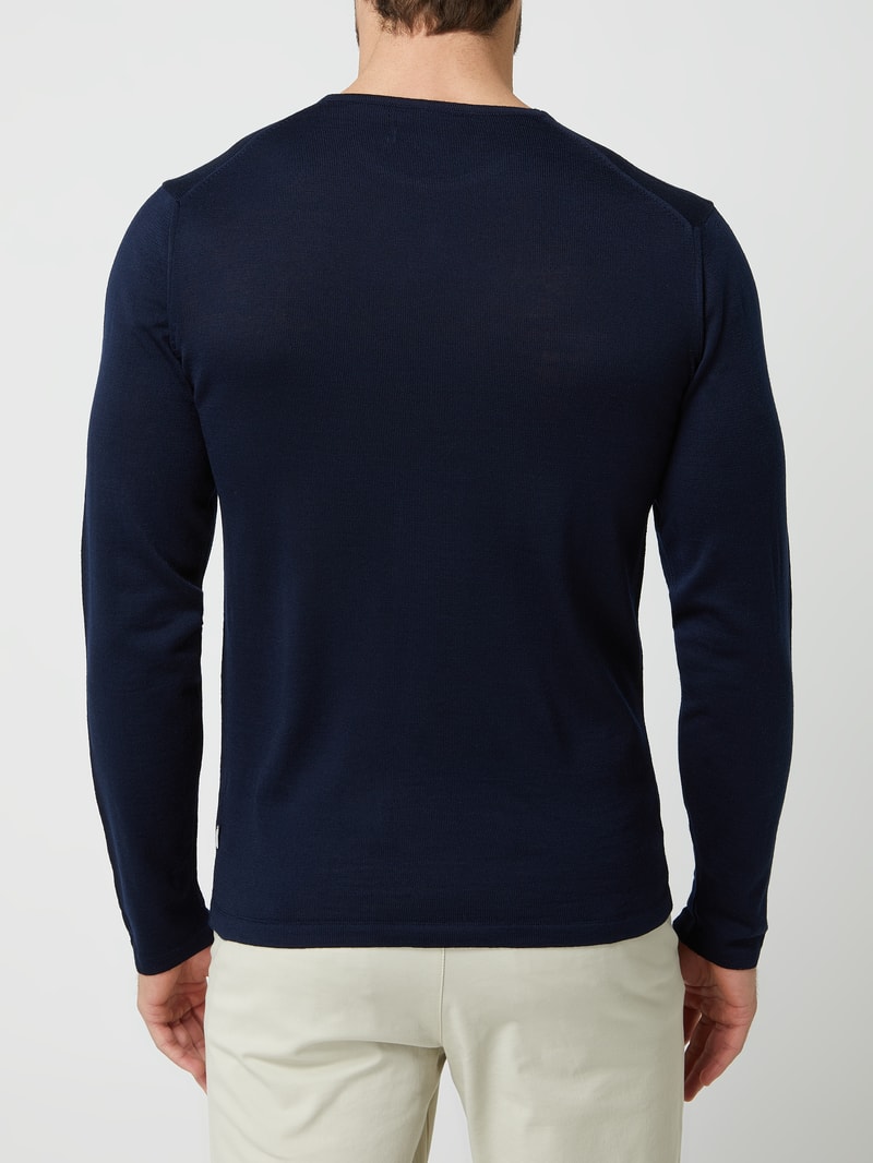 Pullover aus Wollmischung in marineblau