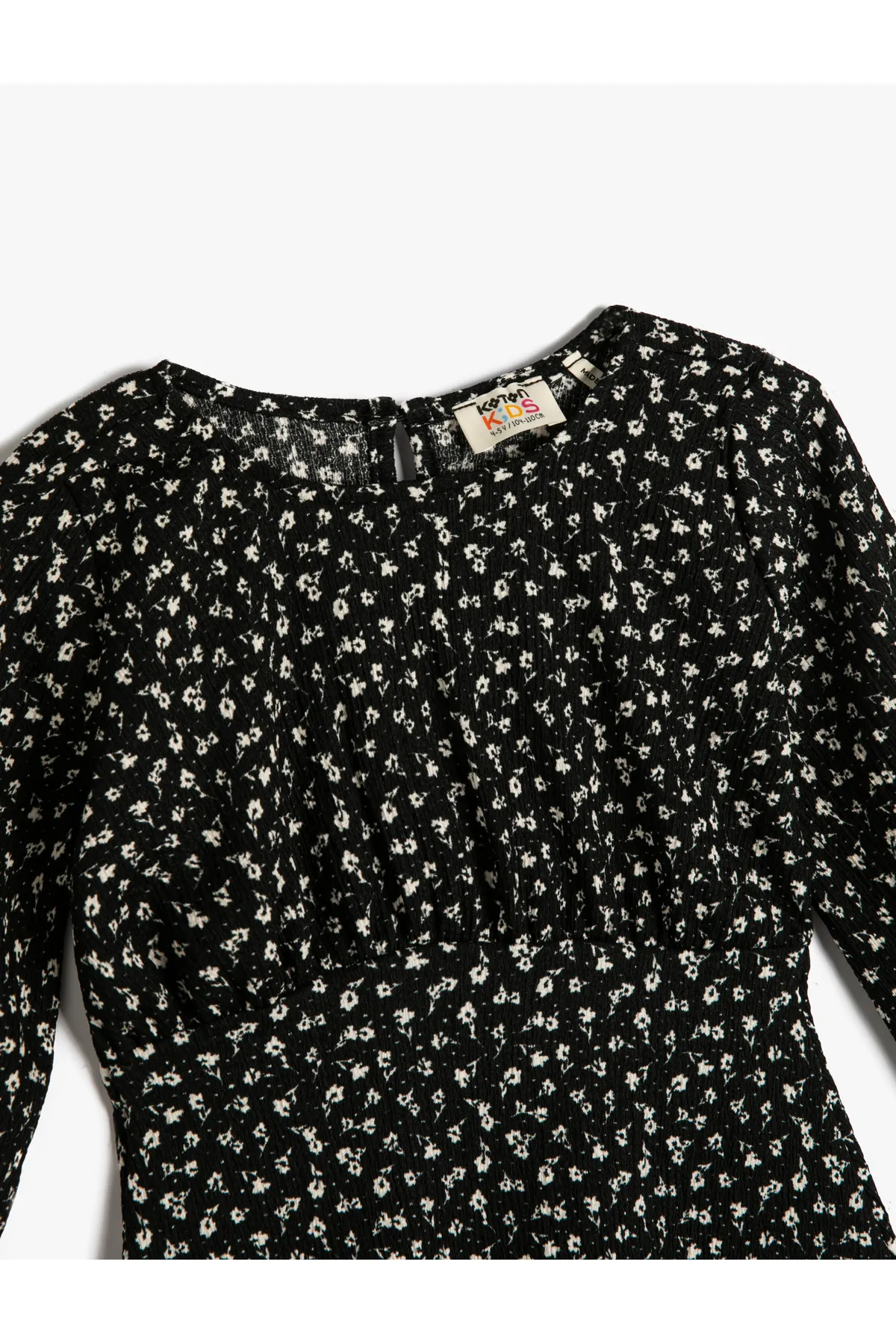 Koton  Langarmkleid mit Blumenmuster, Rundhalsausschnitt und elastischen Bündchen
