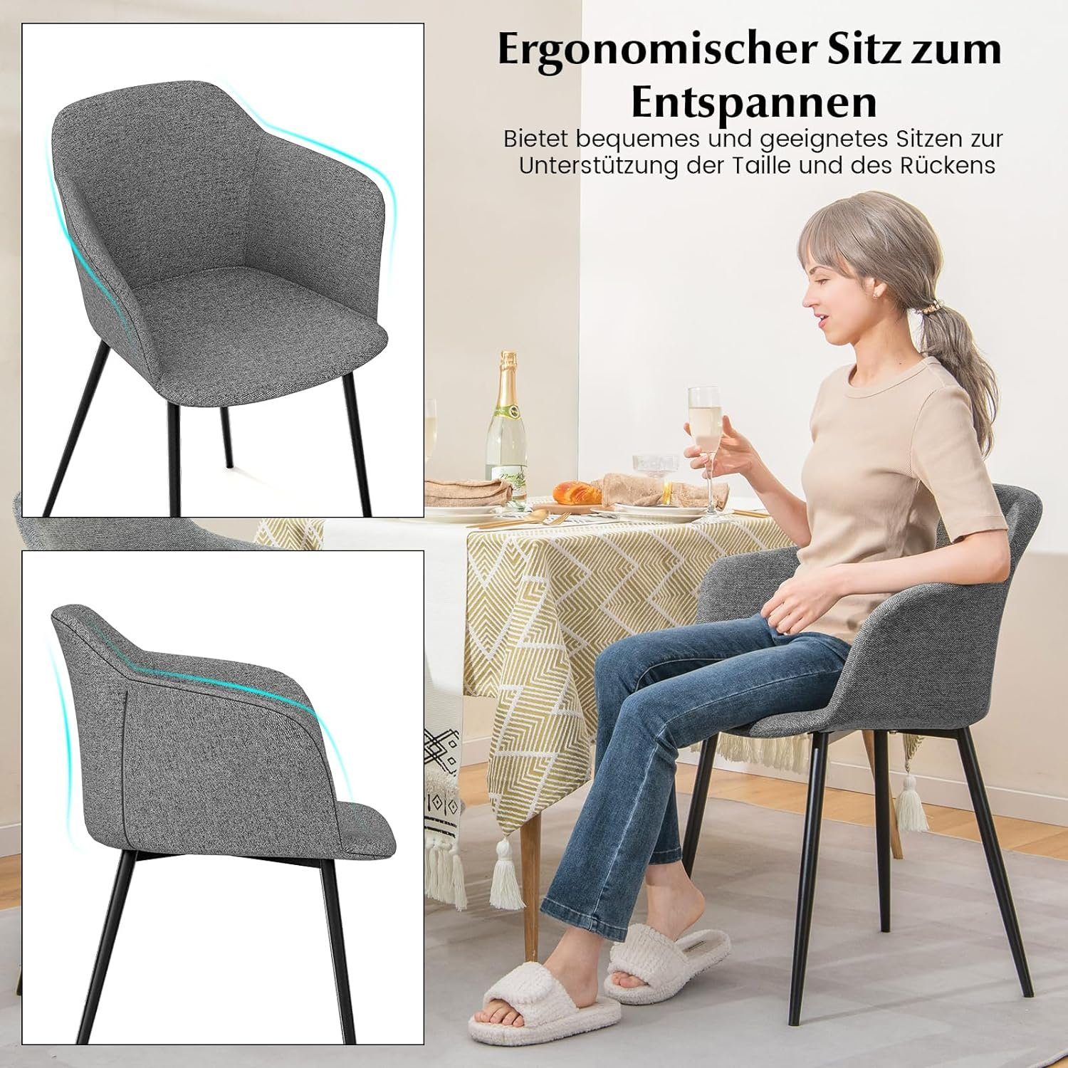 KOMFOTTEU Polsterstuhl Esszimmerstühle (2er Set), bis 150kg belastbar