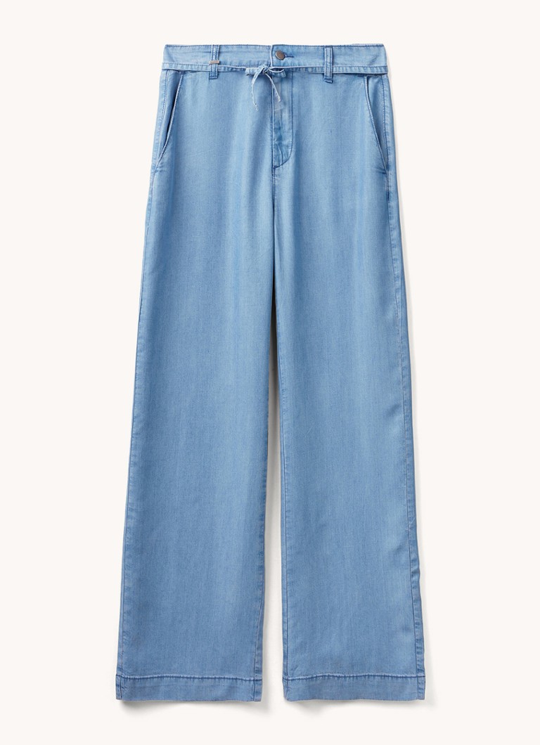 Pantaloni Benetton a vita alta e gamba larga in chambray