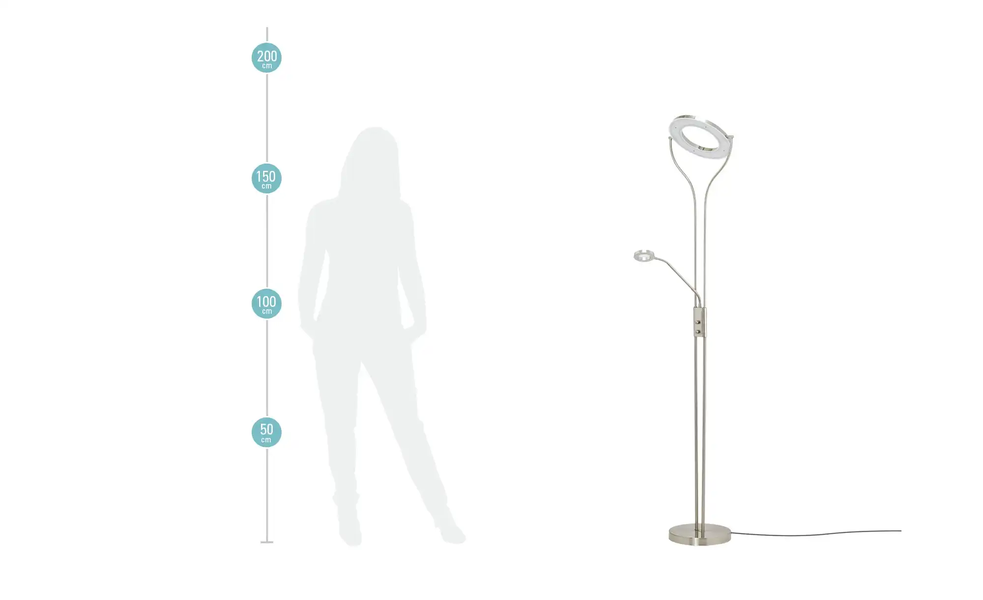 Meisterleuchten LED-Deckenfluter, 2-flammig Chrom