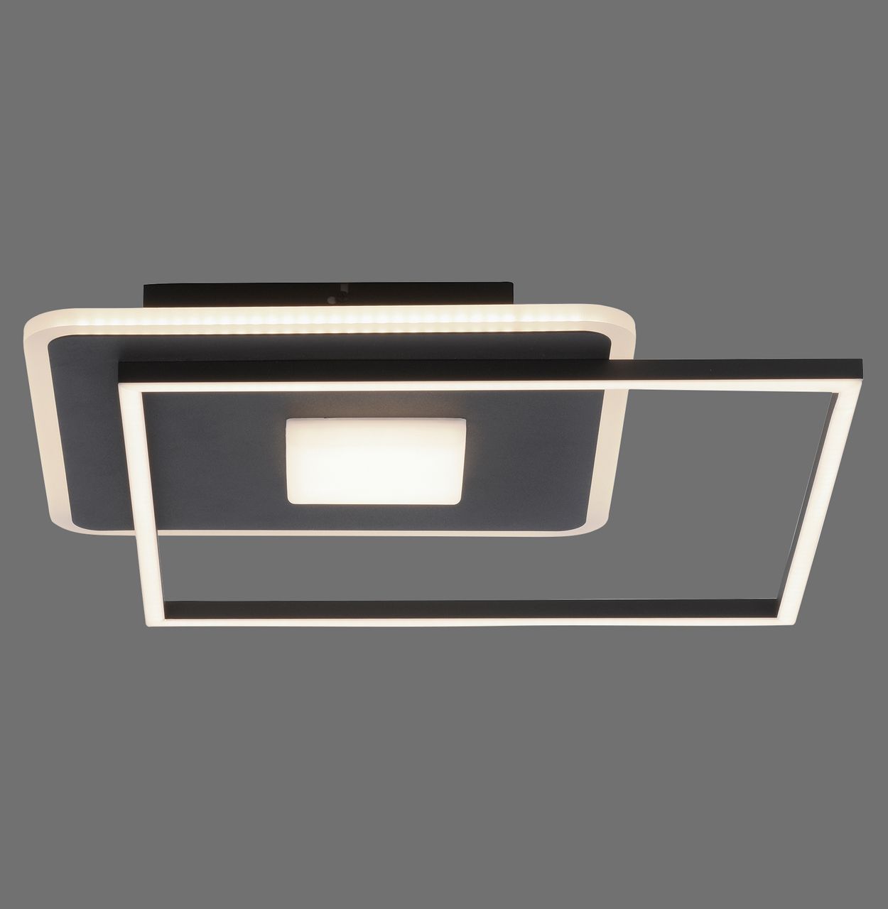 JUST LIGHT LED Deckenleuchte DOMINO, 3-Stufen-Dimmer, 3000 Kelvin, rechteckig, Schwarz